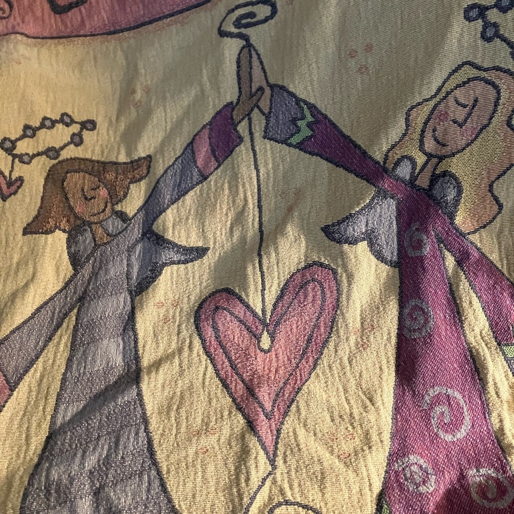 Earth Angels Angel Tapestry Throw - Pink, Lavender, Cream - Picture 2 of 4